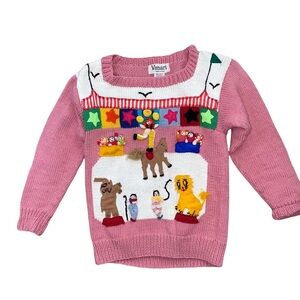 Vanari Made in Peru pink Circus 3D knit sweater 100% Cotton unique one of a kind